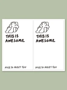 50 miếng Slogan Graphic Gift Sticker - Đen và trắng - Xem 4
