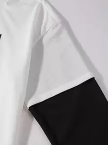 Claim Dot 男士 T 恤宽松圆领落肩长袖图案 T 恤溜冰者日本时尚春季针织上衣，秋季 - 白色 - 查看 5