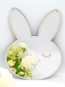 1 pieza Pegatina de pared de espejo en forma de conejo - Plateado - Ver 2