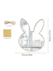 1 pieza Pegatina de pared de espejo en forma de conejo - Plateado - Ver 3