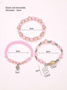 3入組愛心掛飾串珠手鏈 - 彩色 - 查看 3