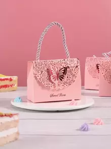 5 件裝蝴蝶設計鏤空迷你附把手禮品盒 - 彩色 - 查看 2