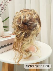 Short Body Wave Synthetic Hair Updo - Multicolor - View 8