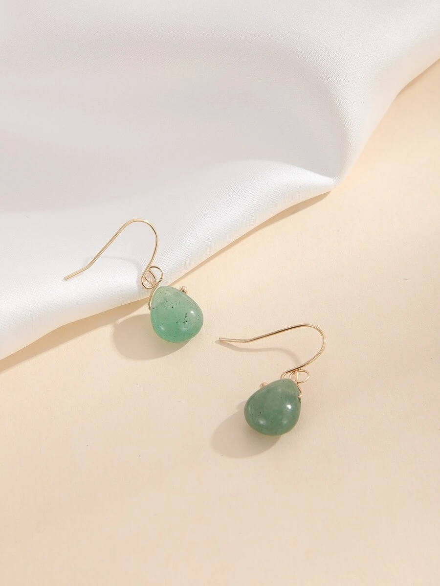 Water Drop Earrings - Green - View 1