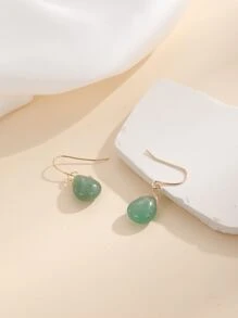 Water Drop Earrings - Green - View 2