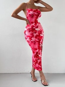 Chiquease Tie Dye Cami Bodycon Dress - Hot Pink - View 6