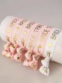 1 套 7 件/2 套 14 件 - 新娘可调节腕带，适合单身派对，新娘闪亮腕带，带编织丝带