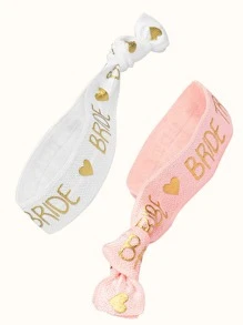 1 套 7 件/2 套 14 件 - 新娘可调节腕带，适合单身派对，新娘闪亮腕带，带编织丝带