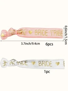 1 套 7 件/2 套 14 件 - 新娘可调节腕带，适合单身派对，新娘闪亮腕带，带编织丝带