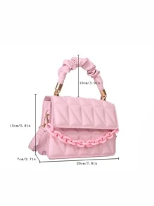 Túi đeo chéo Nữ Kẻ sọc Có thể điều chỉnh được Tay cầm Top Sẵn sàng - Hồng - Xem 4