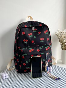 Balo chức năng in họa tiết quả anh đào nhẹ, di động, chống thấm nước, có túi đựng đồ dùng học tập cho sinh viên mới tốt nghiệp, nữ sinh viên tuổi teen, sinh viên năm nhất, năm hai, năm ba và năm tư ở trường cao đẳng, đại học và trung học, hoàn hảo cho hoạt động ngoài trời, du lịch và trở lại trường, sức chứa lớn, di động, cổ điển thường ngày, nhẹ, thích hợp cho nữ sinh viên đại học, hoàn hảo cho trở lại trường, ngày đầu tiên đến trường, đại học, trung học cơ sở, trung học phổ thông, Kawaii Cherry Elements Valentine - màu đen - Xem 5