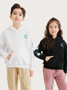 Áo nỉ in hình hoạt hình dành cho bé gái tuổi teen, có túi hình kangaroo. - màu đen - Xem 4