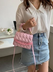 Túi đeo chéo Nữ Kẻ sọc Có thể điều chỉnh được Tay cầm Top Sẵn sàng - Hồng - Xem 7