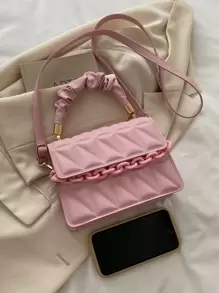 Túi đeo chéo Nữ Kẻ sọc Có thể điều chỉnh được Tay cầm Top Sẵn sàng - Hồng - Xem 8