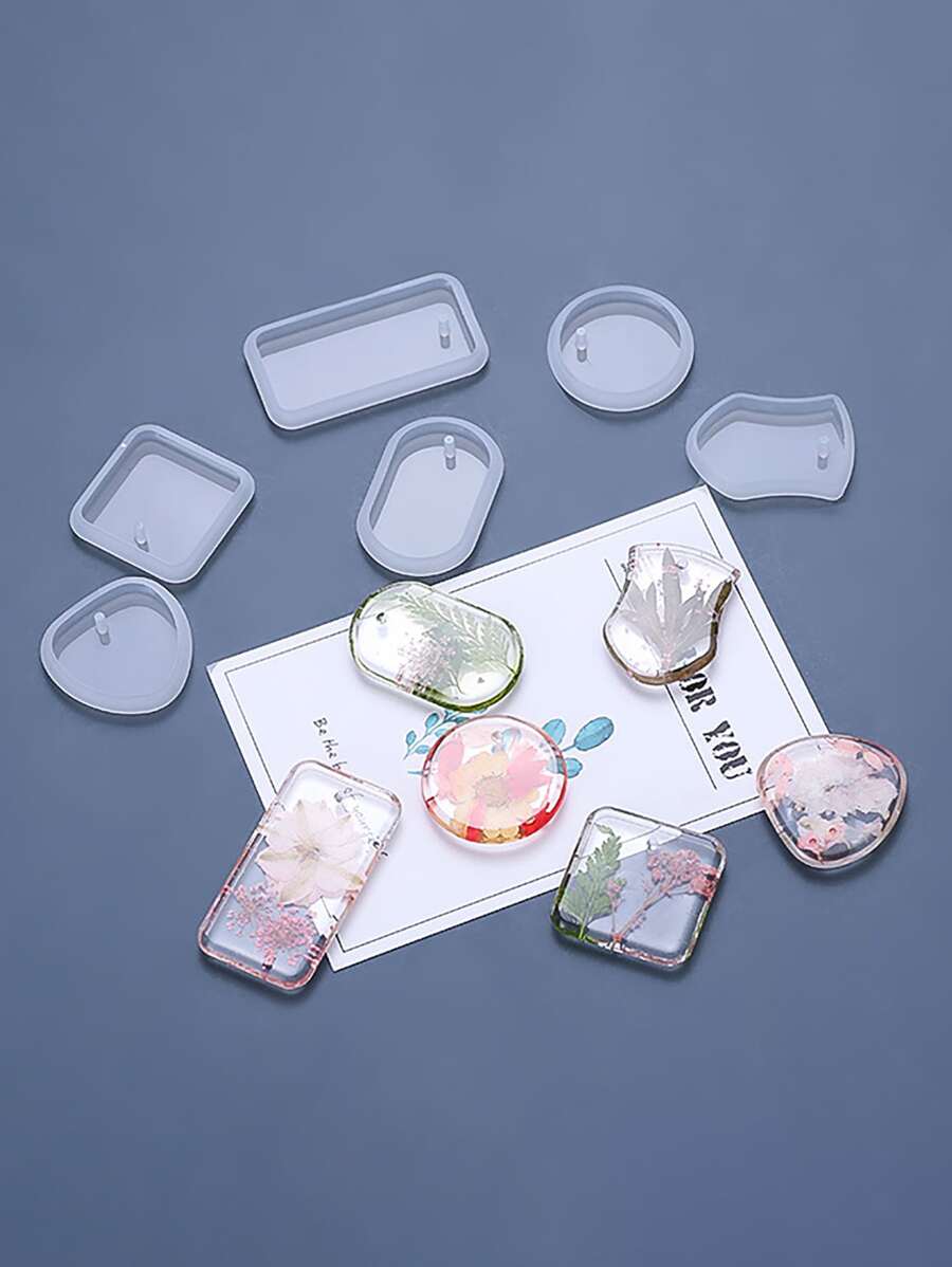 6 件装混合图案 DIY 硅胶模具，小吊坠硅胶模具，适用于 DIY 工艺品 - 無色 - 查看 1