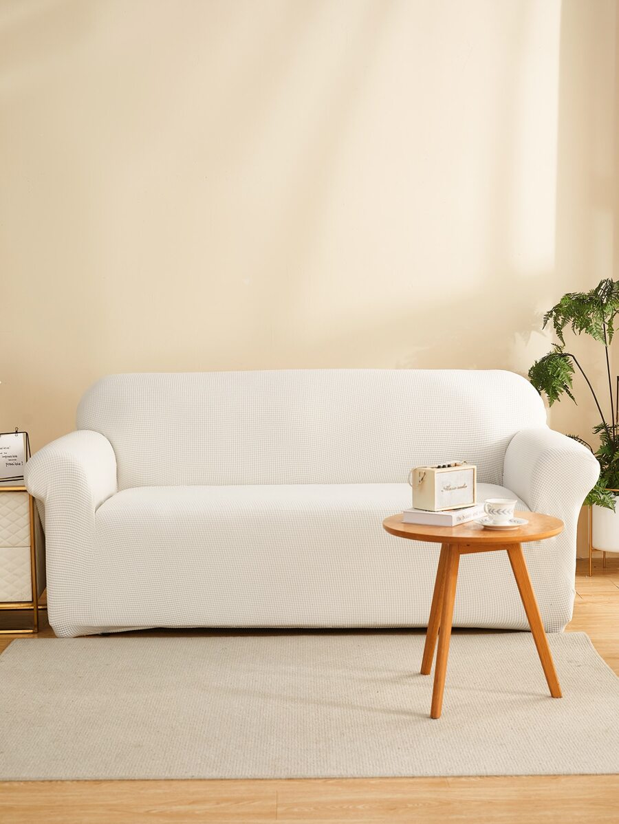 1pc Vải bọc ghế sofa màu rắn - trắng - Xem 1