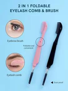 2pcs/Set Portable Foldable Eyelash Comb & Eyebrow Comb In Multicolors,Eyebrow Brush,Eyeshadow Brush,Spoolie,Spoolie Brush,Giveaways - Multicolor - View 6