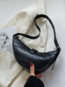 Lightweight,Business Casual Eyelet Buckle Decor Chain Novelty Bag For Teen Girls Women College Students,Rookies & White-collar Workers Perfect for Office,College,Work ,Business,Commute,Outdoors, Travel, Outings - Black - View 2