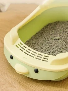 1pc Cartoon Design Cat Litter Box - Green - View 2