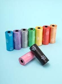 6卷隨機色爪子圖案寵物拾便袋 - 彩色 - 查看 2