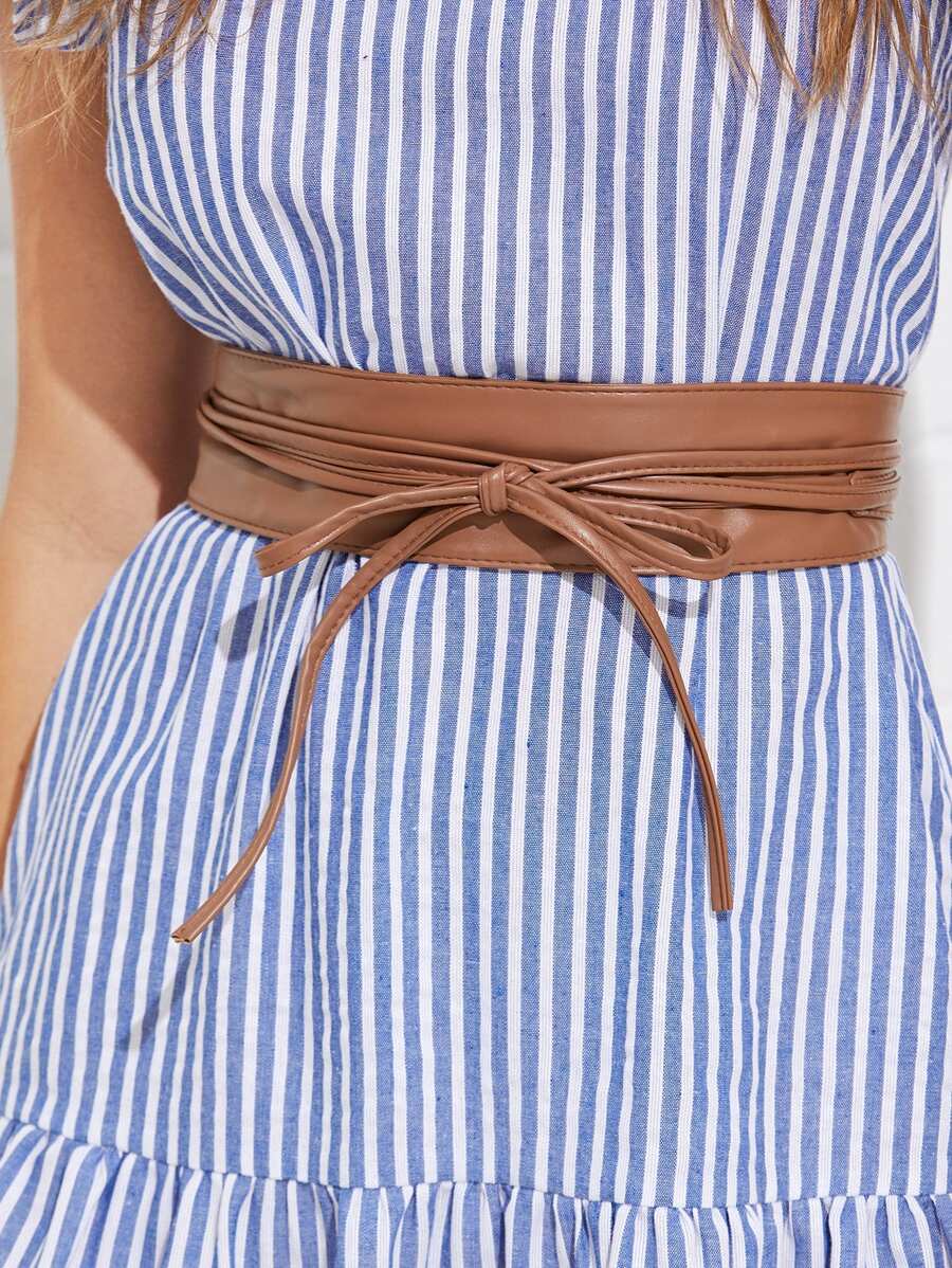 領結寬腰帶 - 駝色 - 查看 1