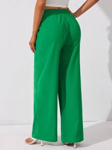 SHEIN Tall Solid Wide Leg Trousers - Green - View 2