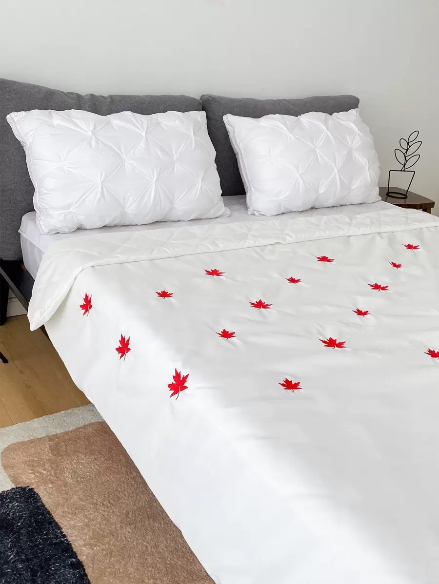 1 pieza Colcha hoja de arce con bordado - Blanco - Ver 1