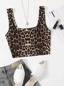 SHEIN Essnce Plus Leopard Print Tank Top - Multicolor - View 1