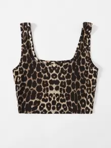SHEIN Essnce Plus Leopard Print Tank Top - Multicolor - View 4