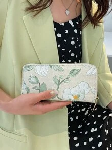 Floral Pattern Checkbook Cover Lightweight Modern Business Credit Card ID Card Cash Business Casual Teacher's Day Teacher Gifts Work Business Commute Travel Holiday Office Vacation For Anniversary For Birthday Gift On Valentine Day For Gift For Lady For Female White-Collar Workers Gift Hibiscus For Women Wallet Purse Wallet Long Wallet