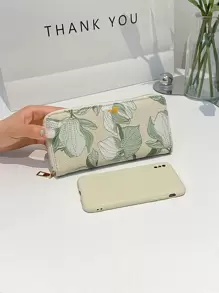 Floral Pattern Checkbook Cover Lightweight Modern Business Credit Card ID Card Cash Business Casual Teacher's Day Teacher Gifts Work Business Commute Travel Holiday Office Vacation For Anniversary For Birthday Gift On Valentine Day For Gift For Lady For Female White-Collar Workers Gift Hibiscus For Women Wallet Purse Wallet Long Wallet