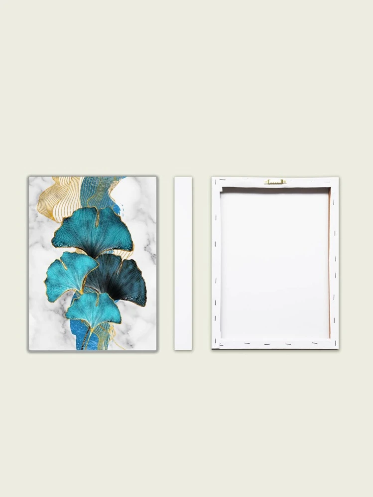 Quadro Su Tela Stile Nordico – Foglia Di Ginkgo Oro Astratto, 50x150 Cm, Senza Cornice