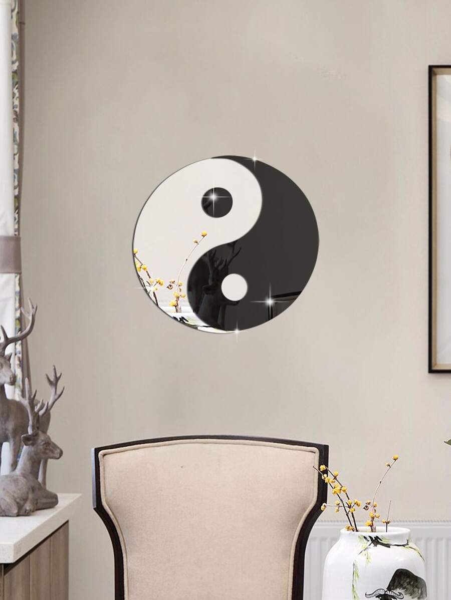 Bộ 4 miếng dán tường bằng nhựa, gương trang trí hình âm dương bằng nhựa hiện đại dùng để trang trí nhà cửa, quà tặng tuyệt vời nhất - Nhiều màu - Xem 1