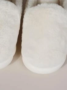 Minimalist Fluffy Bedroom Slippers - White - View 6