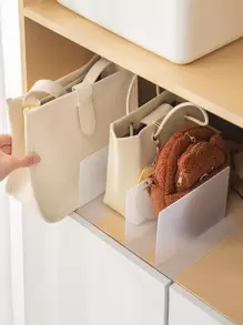 2pcs Plain Closet Organizer Partition Rack - Clear - View 1