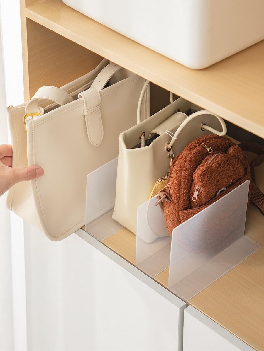 2pcs Plain Closet Organizer Partition Rack - Clear - View 1