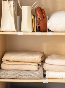 2pcs Plain Closet Organizer Partition Rack - Clear - View 2