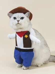 1入組牛仔造型寵物服裝 - 彩色 - 查看 2