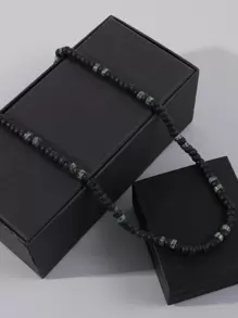 Vòng cổ đính cườm nam thời trang và phổ biến để làm quà tặng trang sức và cho vẻ ngoài sành điệu - màu đen - Xem 1