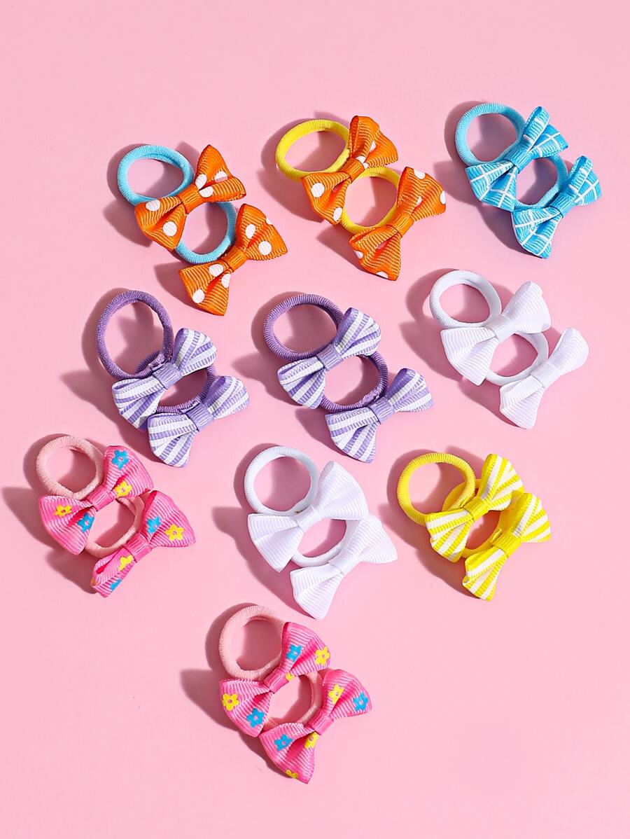 20pcs Toddler Girls Bow Decor Hair Tie