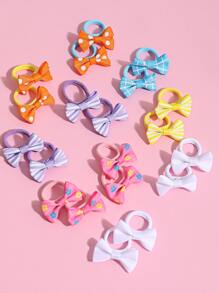 20pcs Toddler Girls Bow Decor Hair Tie