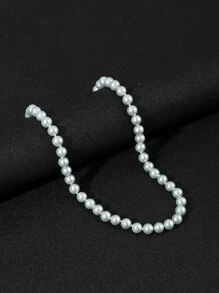 時尚流行男士人造珍珠裝飾項鍊，適合珠寶禮物和時尚外觀 - 薄荷綠 - 查看 2