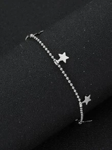 Pulsera de acero inoxidable con dije de estrella para hombres a la moda y popular para regalo de joyería y para una apariencia elegante - Plateado - Ver 1