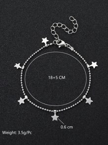 Pulsera de acero inoxidable con dije de estrella para hombres a la moda y popular para regalo de joyería y para una apariencia elegante - Plateado - Ver 3