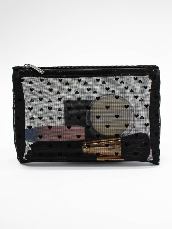 Simple Style Mesh Cosmetic Bag With Heart Shape Pattern, Makeup Bag Makeup Pouch Skincare Bag Toiletry Bag Packing Cubes, Travel Essentials Cruise Essentials Dorm Essentials, Wedding Bridesmaid Gifts, Mom Gifts, Birthday Gifts, Gifts For Friends And Teachers, Home Decor, Bathroom Living Room Bed Make Up Organizer, Nail Polish Organizer Makeup Bag Storage Makeup Case Makeup Travel Toiletry Organizer Essentials Gifts Storage Zipper Accessories Nail, Makeup Bag, Makeup Pouch, Bag, Makeup Cases, Small Makeup Bag,Makeup Pouch,Cosmetic Bag,Travel Essential,Large Capacity,Large Makeup Bag,Christmas Gifts,Pouch,Travel,Gifts For Women,Women's Necessaire,Travel Essential,Pouch,Clutch / Small Handbag,Necessaire,Makeup Organizer,Makeup Organize,Pouch,Brush Holder,Mini Pouch,Large Capacity Pouch