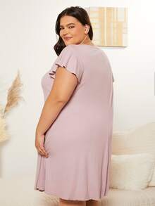 SHEIN CURVE+ 大碼拼接蕾絲蝴蝶袖睡裙