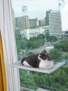 1pc Cat Hammock, Suitable For All Seasons, For Cats - Grey - View 2