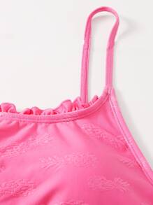 SHEIN Swim 夏日海滩度假的生菜花比基尼套装 - 粉色 - 查看 6