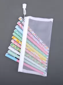 1pc Portable Mesh Pencil Bag - Perfect Office Stationery Pouch For Students & Adults Back To School,Back To School,School Supplies,Pencil Case,Pencil Pouch,School Bag