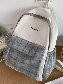 防水、輕質格子圖案娃娃裝飾背包書包，適合研究生、青少年女孩、新生、大二、大三、大學和高中，非常適合戶外、旅行和返校 - 彩色 - 查看 2
